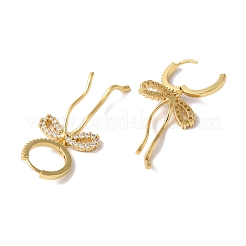 Bowknot Brass Micro Pave Clear Cubic Zirconia Hoop Earrings for Women&nbsp;EJEW-A110-03G