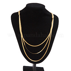 Brass Flat Snake Chain 3 Layer Necklaces for Women&nbsp;WG257F5-01