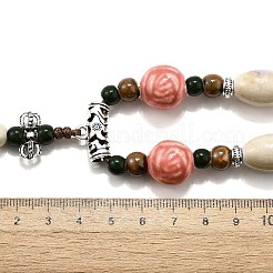Ethnic Style Alloy & Porcelain Ceramic Beads Pendant Tassel Y Necklaces&nbsp;LS-NJEW-D308-03A