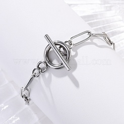 Tarnish Resistant 304 Stainless Steel Paperclip Chain Bracelets&nbsp;X-BJEW-JB04967