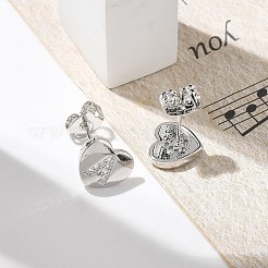 Rack Plating Brass Micro Pave Clear Cubic Zirconia Stud Earrings&nbsp;EJEW-K299-01P-B
