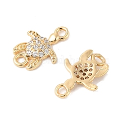 Brass Micro Pave Cubic Zirconia Connector Charms&nbsp;KK-R219-06G