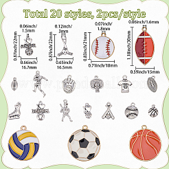 40Pcs 20 Styles Sports Tibetan Style Alloy & Alloy Enamel Pendants&nbsp;FIND-BM0001-58