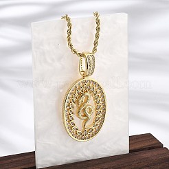 Brass Cubic Zirconia Pendant Necklaces for Women&nbsp;NJEW-U034-02B-G