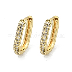 Oval Brass Micro Pave Clear Cubic Zirconia Hoop Earrings&nbsp;LS-EJEW-D311-141G