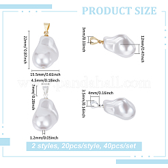 40Pcs 2 Styles Resin Imitation Pearl Pendants&nbsp;PALLOY-PH01754
