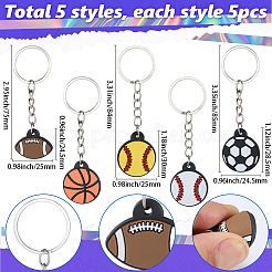 25Pcs 5 Styles Sports Series Silicone Keychains&nbsp;KEYC-SC0002-01