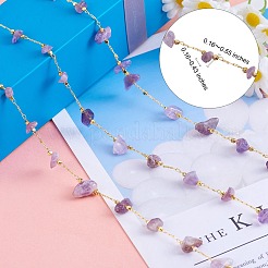 Natural Amethyst Chips Beaded Chains&nbsp;CHC-SZ0001-62H