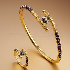 Flat Round Brass Enamel Bangles & Rings Sets for Women&nbsp;FS-WGD93FE-01