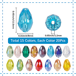 300Pcs 15 Colors Transparent Electroplate Glass Beads Strands&nbsp;EGLA-SP0001-41