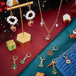 Christmas Theme Alloy Enamel Charm Locking Stitch Markers&nbsp;HJEW-PH01777