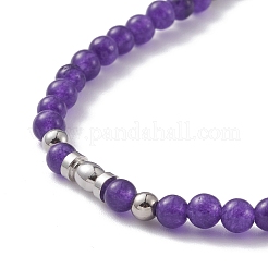 Round Natural Mixed Stone Beaded Necklace for Girl Women&nbsp;NJEW-F287-01
