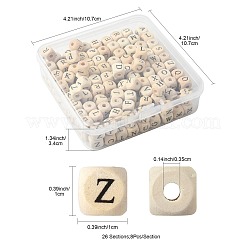 208Pcs 26 Styles Printed Natural Wood Beads&nbsp;WOOD-FS0001-51