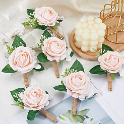 6Pcs Cloth Artificial Flower Boutonniere&nbsp;JEWB-FH0002-78