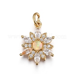 Brass Micro Pave Cubic Zirconia Pendants&nbsp;ZIRC-F091-02-G