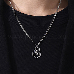 Halloween Skull Spider Stainless Steel Pendant Twisted Chain Necklaces&nbsp;WGFDFDE-01