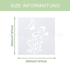 2Sets Square with Floral & Butterfly Pattern PET Drawing Stencil&nbsp;DIY-CW0001-12