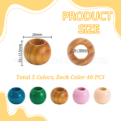 200Pcs 5 Colors Wood European Rondelle Beads&nbsp;WOOD-GA0001-96
