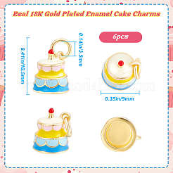 6Pcs Real 18K Gold Plated Brass Enamel Pendants&nbsp;KK-BBC0015-31