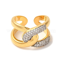 Brass Micro Pave Cubic Zirconia Cuff Rings for Women&nbsp;RJEW-G325-11B-GP