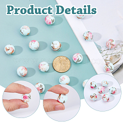 50Pcs Printed Round Silicone Focal Beads&nbsp;SIL-DC0001-84