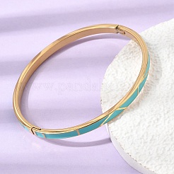 304 Stainless Steel Enamel Hinged Cuff Bangles for Women&nbsp;SA-CBAC920-15G-01E