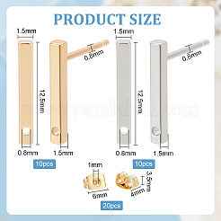 20Pcs 2 Styles Brass Rectangle Stud Earring Findings&nbsp;KK-BC0012-25