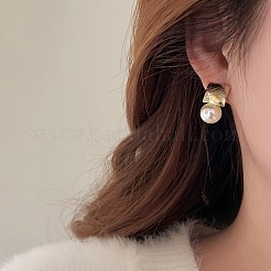 Alloy Plastic Pearl Square with Round Dangle Stud Earrings&nbsp;FS-WG6D152-01