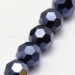 Full Plated Faceted(32 Facets) Round Electroplate Glass Strand Beads&nbsp;X-EGLA-J042-4mm-F01