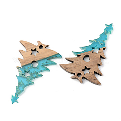 Transparent Resin & Walnut Wood Pendants&nbsp;RESI-S389-018A-B03