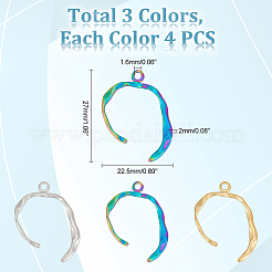 12Pcs 3 Colors 304 Stainless Steel Pendants&nbsp;STAS-UN0046-31