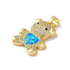 Rack Plating Brass Micro Pave Clear Cubic Zirconia Pendants&nbsp;KK-P268-05A-G02
