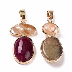 Natural Agate with Natural Shell Pendants&nbsp;G-G990-01B-KCG