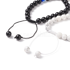 2Pcs 2 Style Magnetic Alloy Heart Charm Bracelets Set&nbsp;BJEW-TA00165