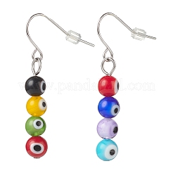 9 Pairs 9 Color Lampwork Evil Eye Round Beaded Dangle Earrings&nbsp;EJEW-JE05088