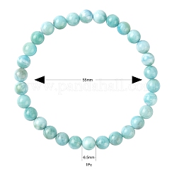 Natural Larimar Crystal Round Beads Stretch Bracelet for Men Women&nbsp;BJEW-LS0001-06