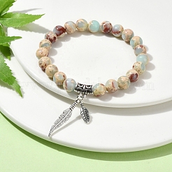 Synthetic Imperial Jasper Round Beaded Stretch Bracelets&nbsp;BJEW-TA00447