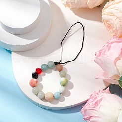 Natural Flower Amazonite with Glass Mobile Straps&nbsp;HJEW-JM02348