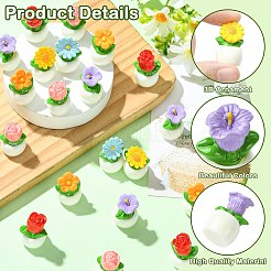 30Pcs 6 Styles Opaque Resin Flower Pot Plant Display Decorations&nbsp;DJEW-CJ0001-32