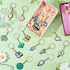 15Pcs 15 Styles Pickleball Theme PVC Pendant Keychains&nbsp;KEYC-SC0002-15