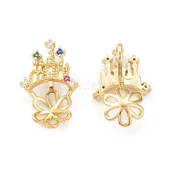 Brass Cubic Zirconia Peg Bails Pendants&nbsp;KK-I698-04G