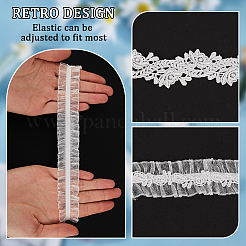 Flower Pattern Polyester Lace Elastic Bridal Garters&nbsp;AJEW-WH0470-01