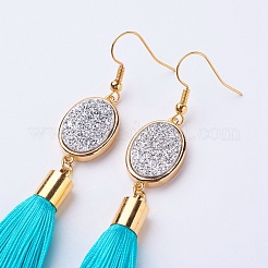 Ice Silk Thread Tassel Dangle Earrings&nbsp;EJEW-P142-B03