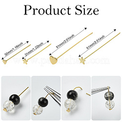 40Pcs 4 Styles Brass Star Head Pins&nbsp;KK-CJ0004-09