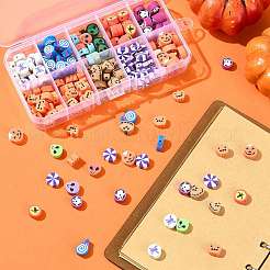 198Pcs 9 Styles Halloween Theme Handmade Polymer Clay Beads&nbsp;CLAY-FS0001-44