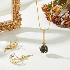 3Pcs Brass Hollow Round Cage Pendant Decorations&nbsp;KK-PH0014-68G
