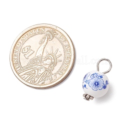 Handmade Flower Printed Porcelain Ceramic Pendants&nbsp;PALLOY-JF03928-01