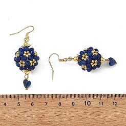 Glass & Dyed Natural Malaysia Jade & Lapis Lazuli Dangle Earrings&nbsp;EJEW-MZ00814-03
