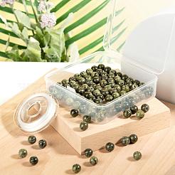 100Pcs 8mm Natural Serpentine/Green Lace Stone Round Beads&nbsp;DIY-LS0002-45