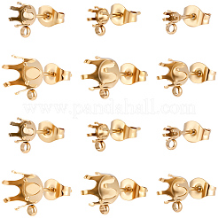 48Pcs 6 Styles Brass Stud Earring Findings&nbsp;STAS-BBC0010-99